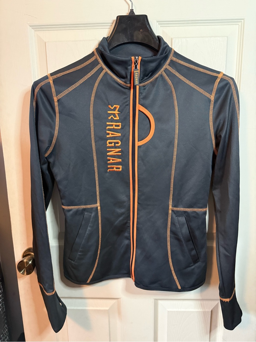 Ragnar Ladies Black Athletic Full Zip Track Jacket w/ Orange Trim Woman’s Medium
